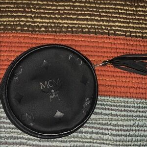 MCM Black Logo Round Pouch